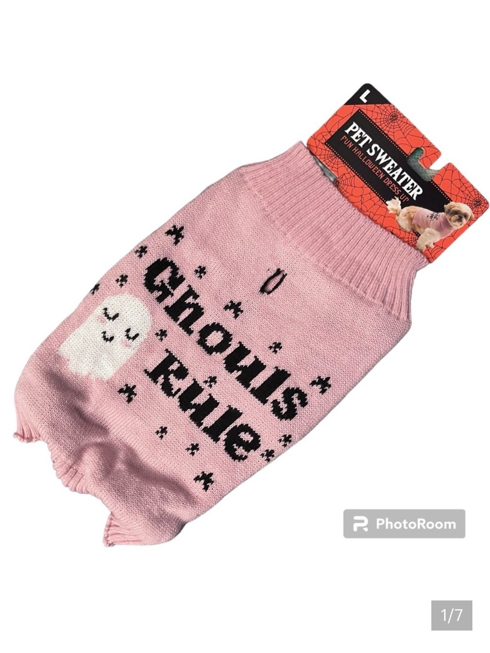 NWT Ghouls Rule Pink Ghost Girl Halloween Fall Dog Hoodie - Size Large